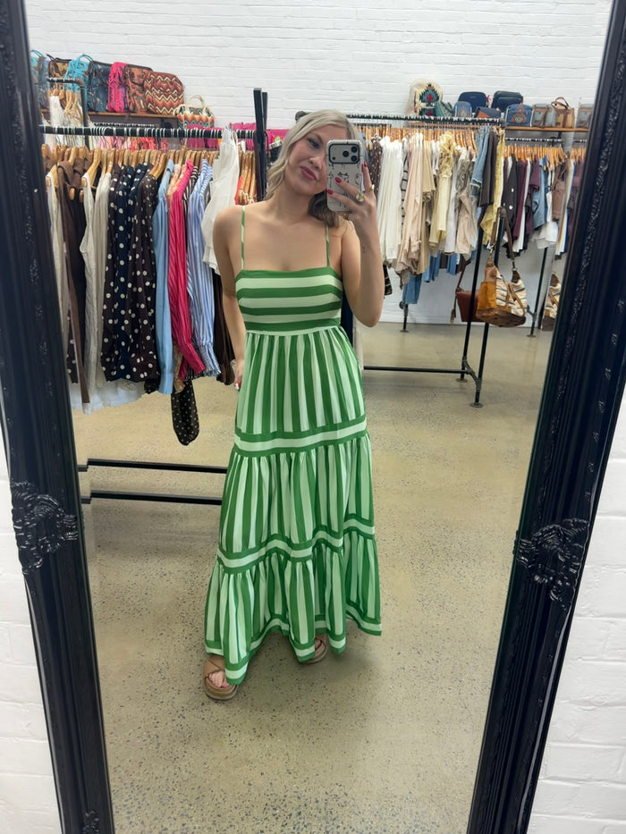 Ivy Maxi Dress - Green Stripe