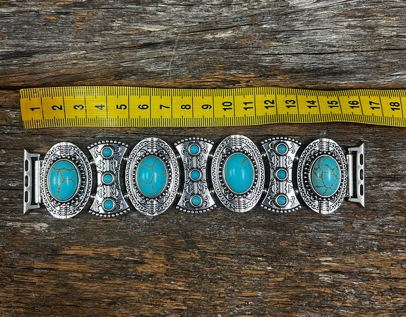 Silver Turquoise Apple Watch Band - Morgan