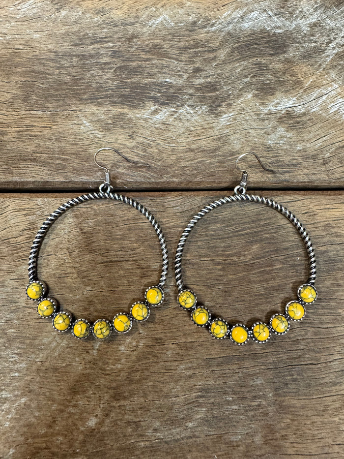 Western Earrings - Yellow Hoops