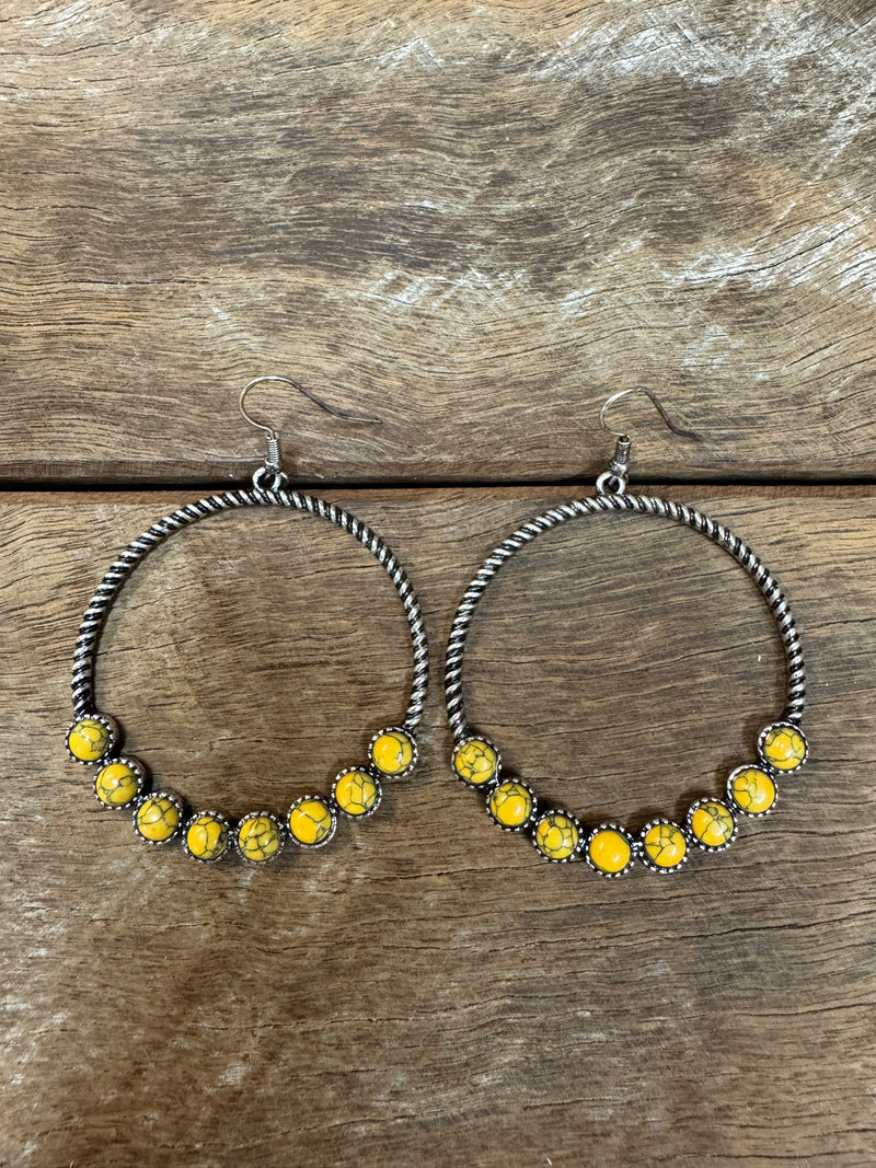 Western Earrings - Yellow Hoops