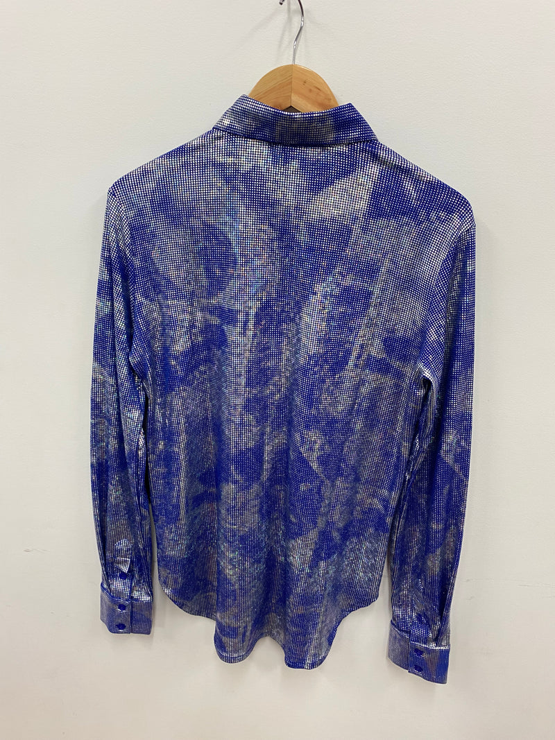 Cowgirl Tuff Pullover Arena Shirt - Royal Blue & Silver
