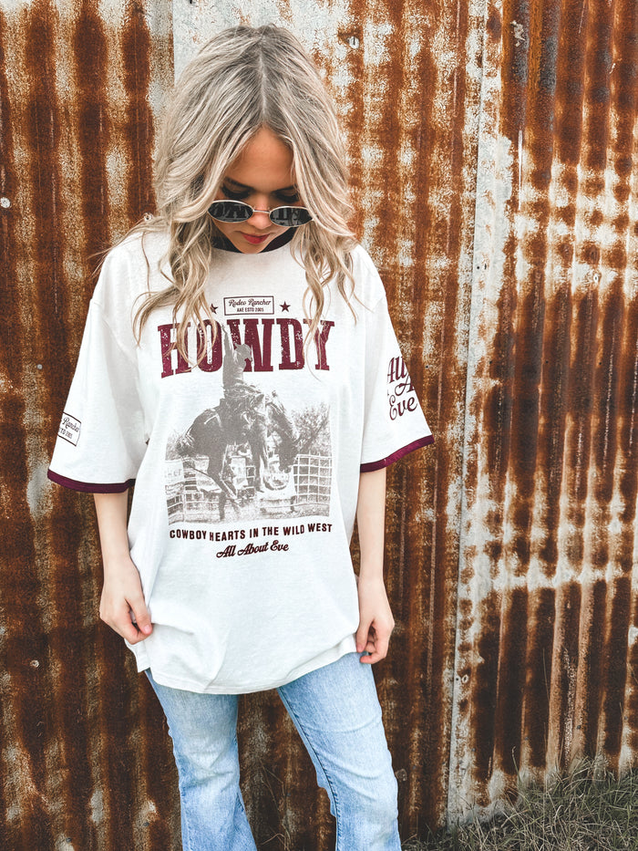 Howdy Oversized Tee - Vintage White