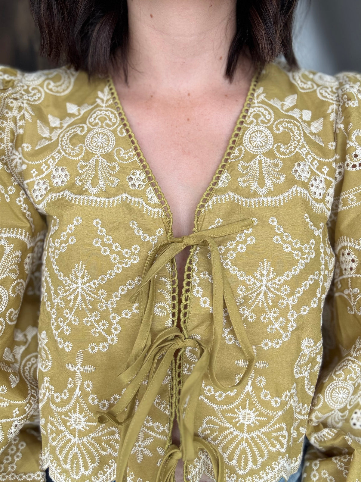 Mabel Top - Sage Bow