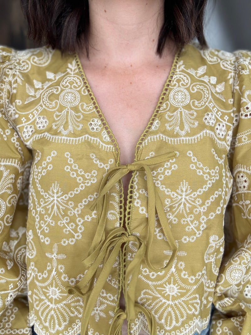 Mabel Top - Sage Bow