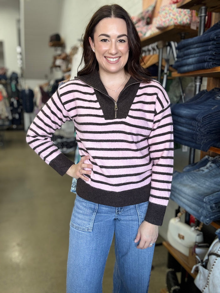 Dawn Knit - Pink & Brown Stripe
