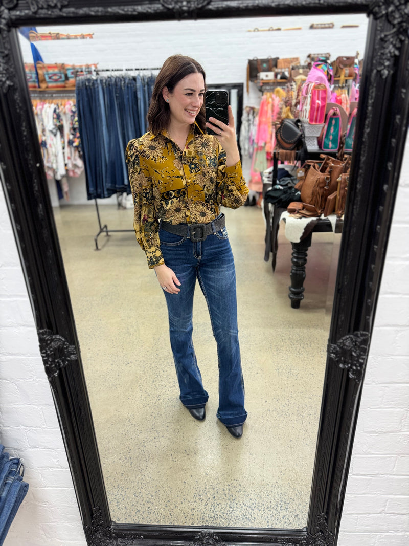 Norah Top - Mustard Florals