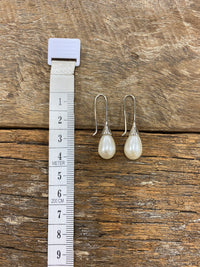 Earrings - Silver Tear Drop Pearl Earrings