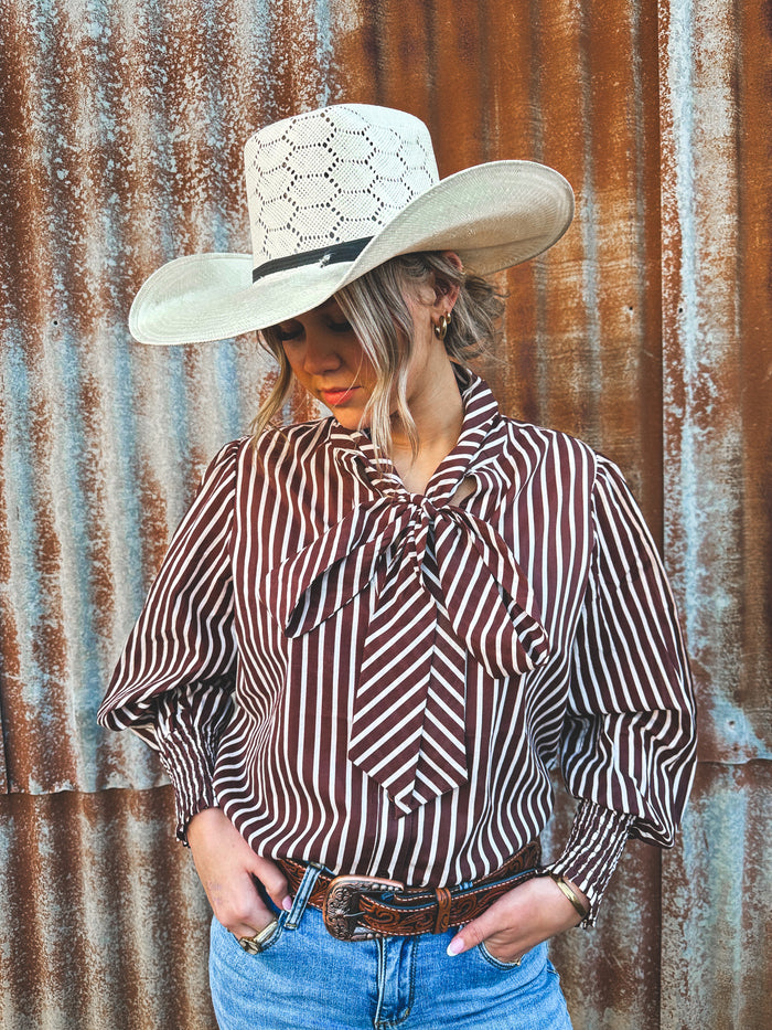 Nellie Top - Chocolate & White Stripe
