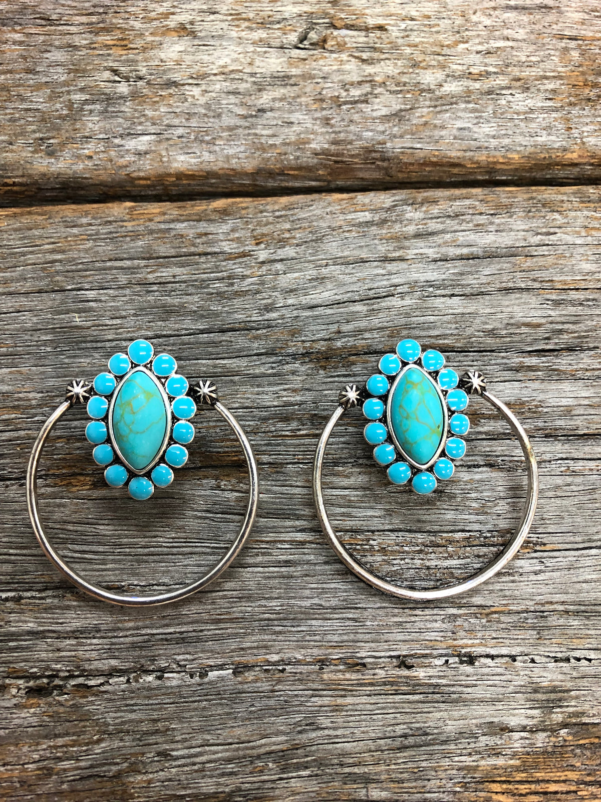 Western Earrings - Navajo Stone Hoop Multi-Coloured