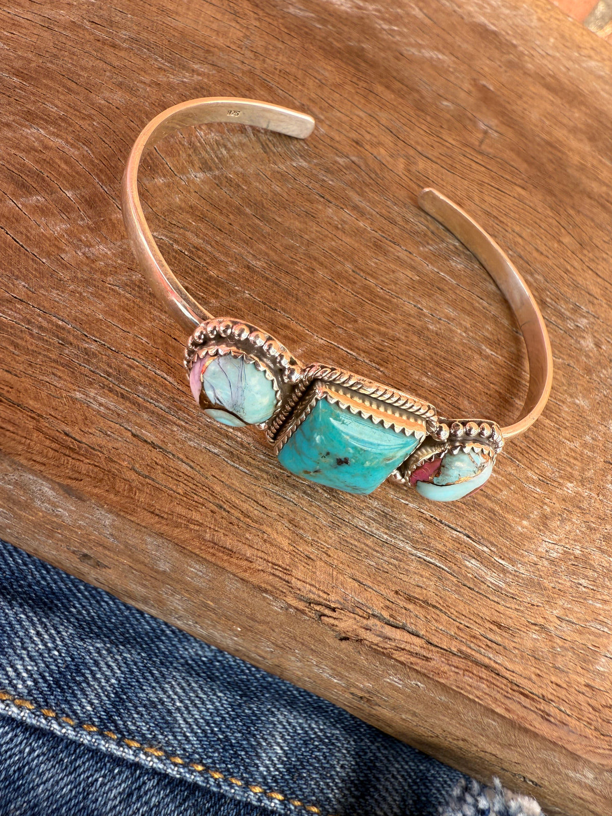 Ferry Cuff - Silver Cotton Candy Turquoise