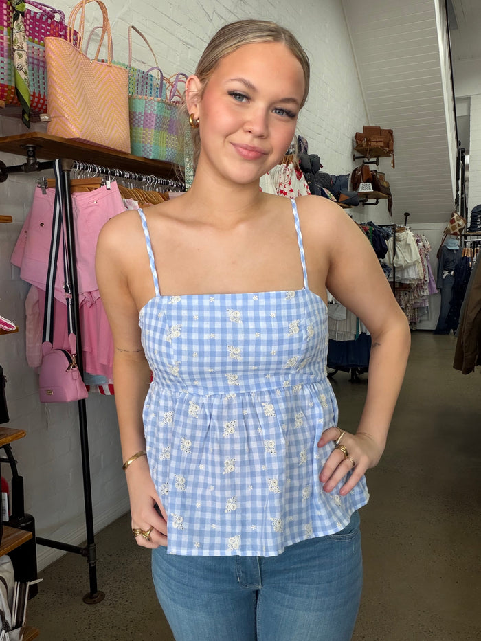 Rae Top - Blue Gingham