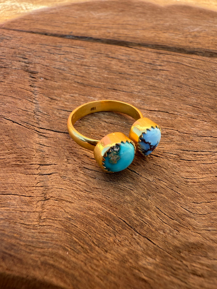 Coastal Charm Adjustable Ring - Turquoise Stone