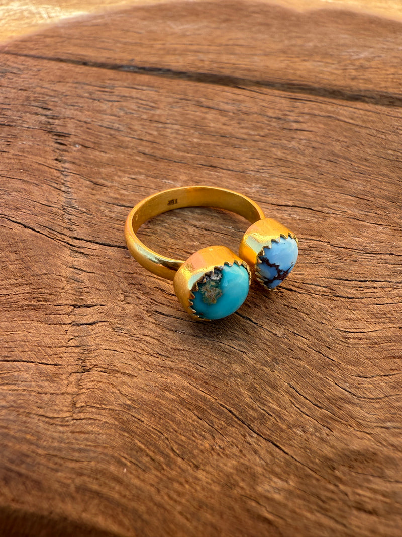 Coastal Charm Adjustable Ring - Turquoise Stone