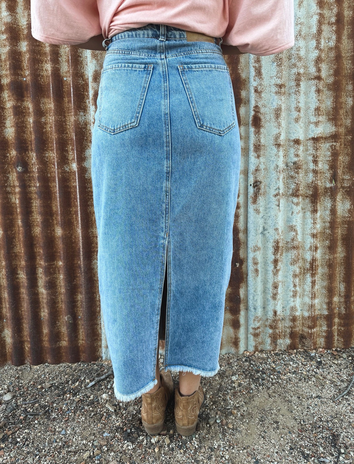 Ray Denim Maxi Skirt - Light Blue