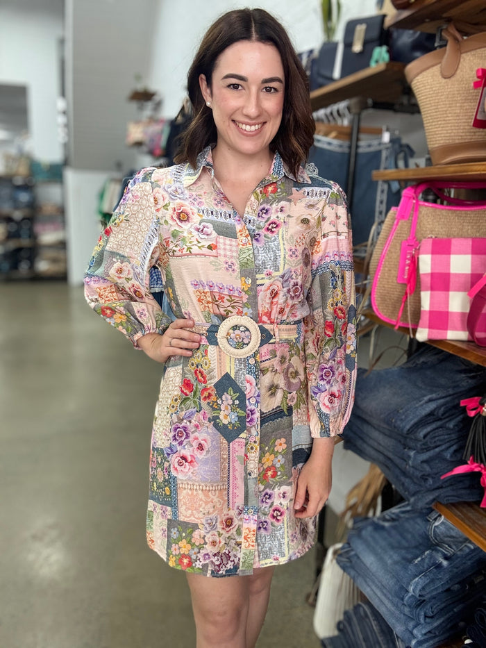 Kathryn Mini Dress - Floral Patchwork