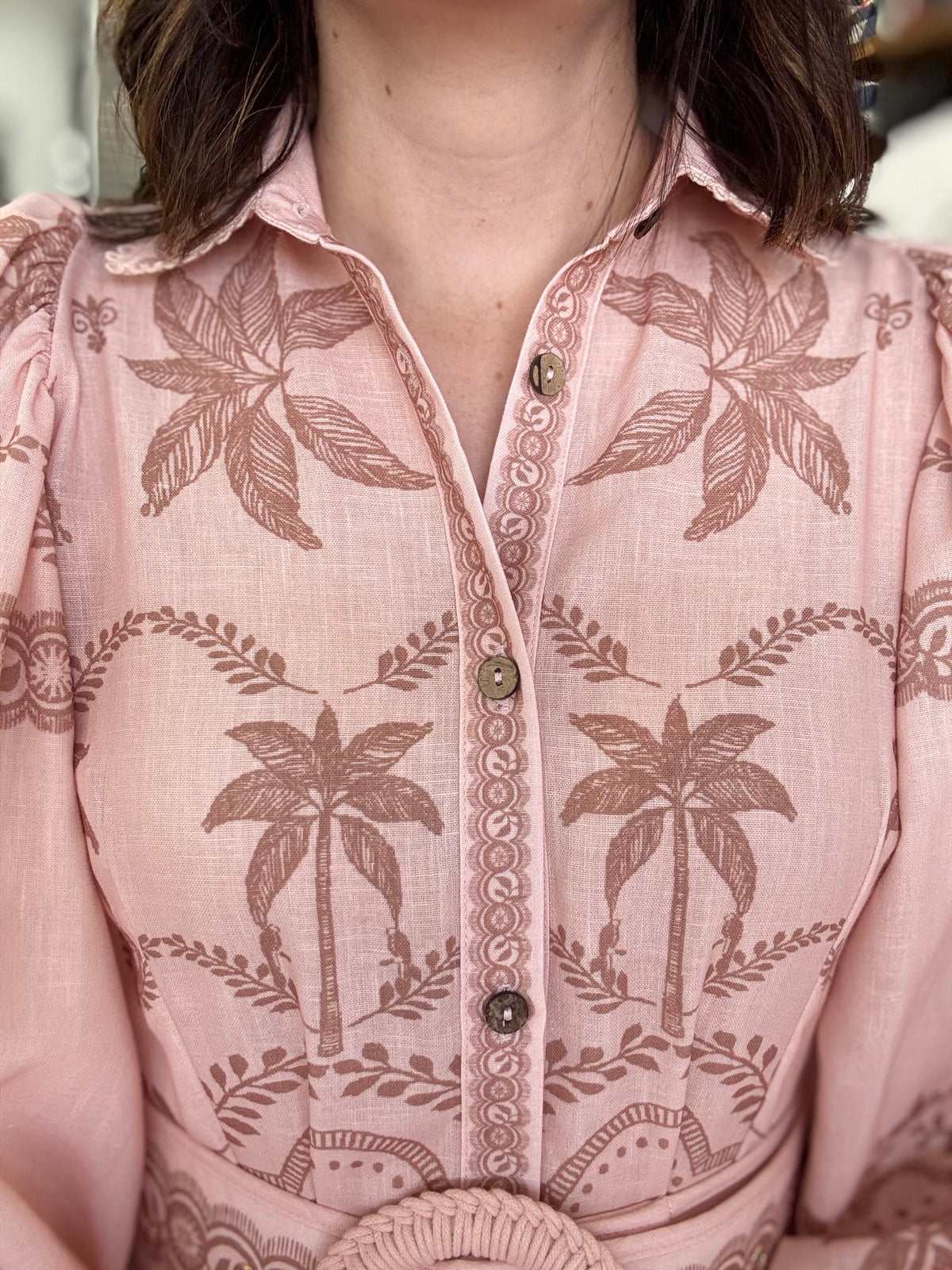 Xander Mini Dress - Peach Palm