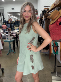Faye Mini Dress - Sage & Chocolate