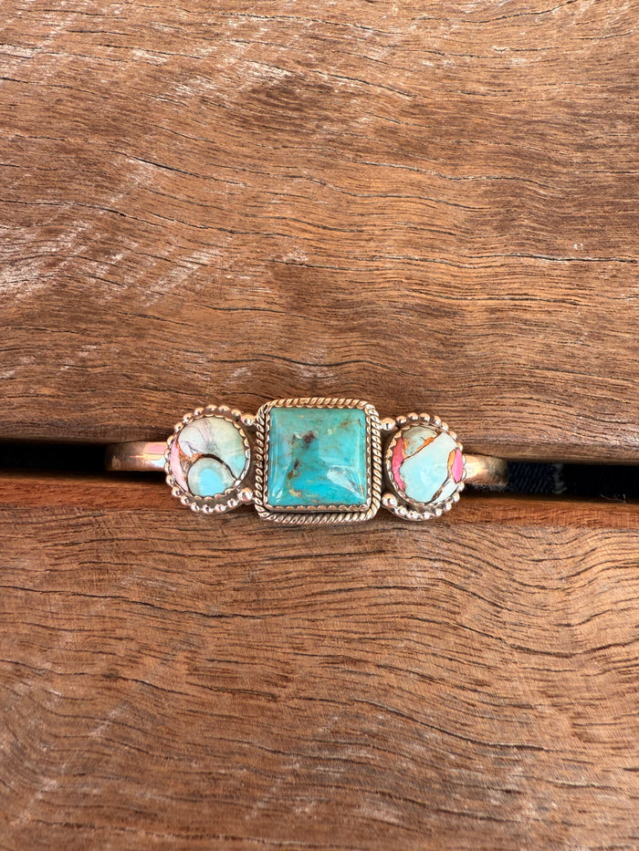 Ferry Cuff - Silver Cotton Candy Turquoise