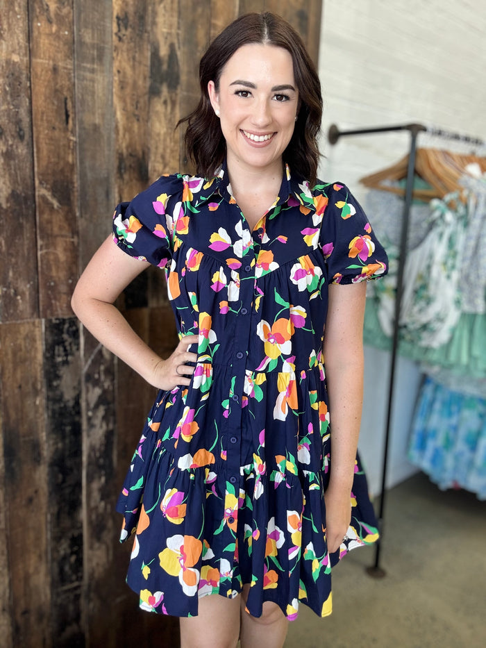 Tullulah Dress - Navy Floral