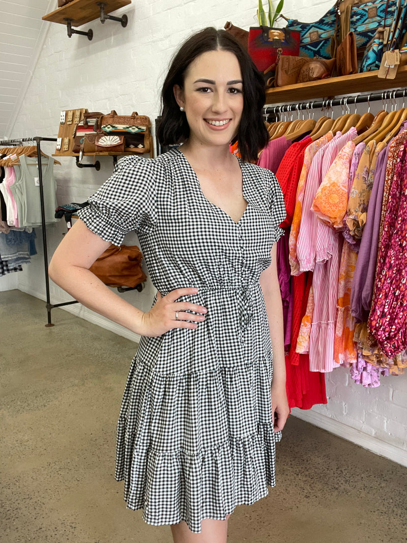 Betty Dress - Black Gingham