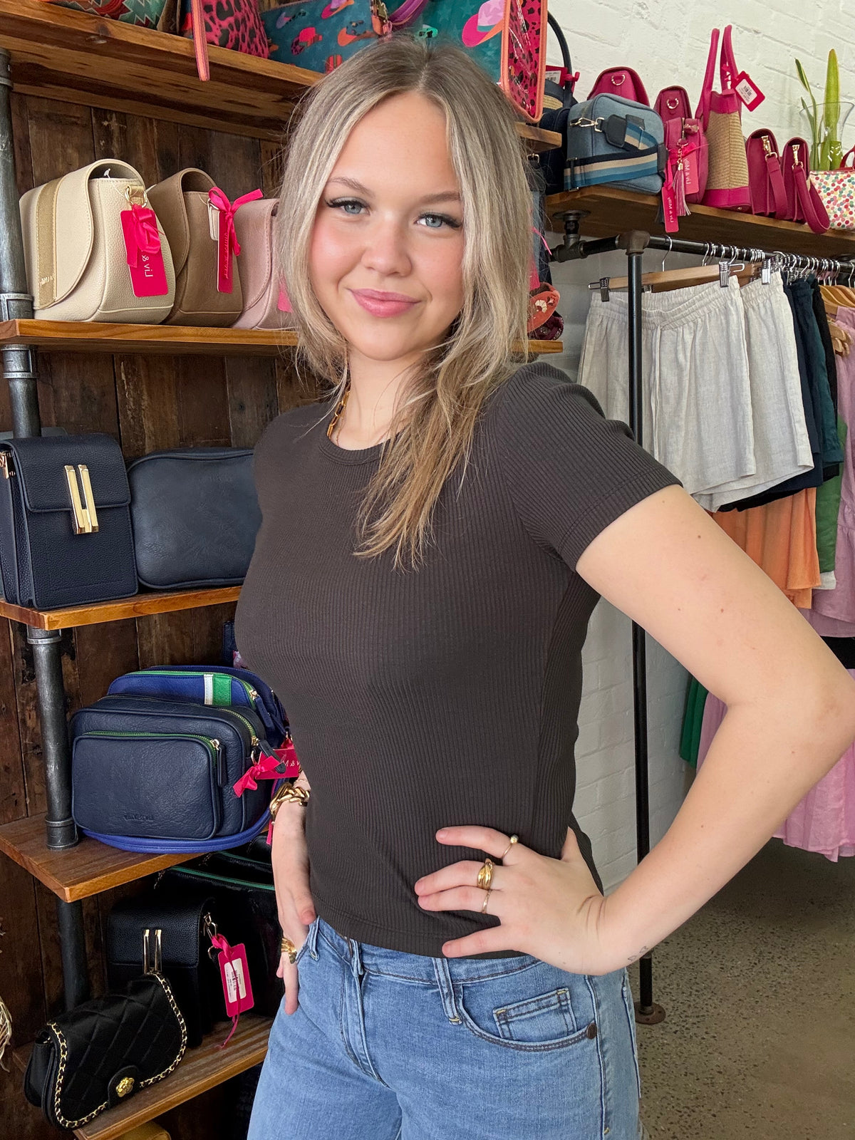 Eve Rib Baby Tee - Black