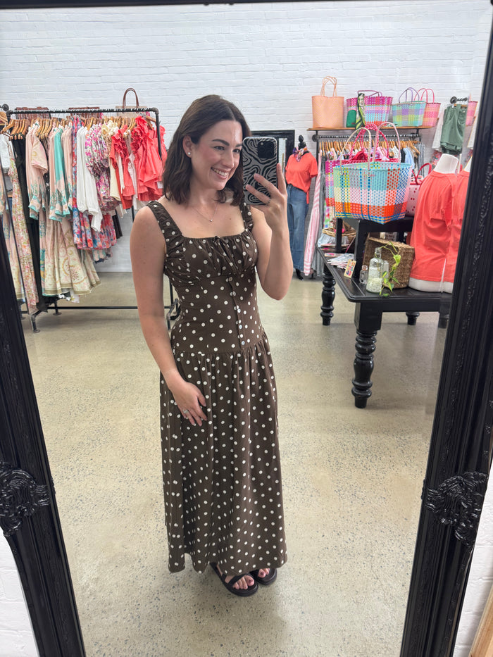 Shondra Dress - Chocolate Polka Dot