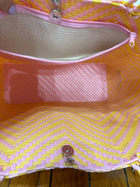 Recycled Plastic Medium Tote Bag - Yellow & Pink