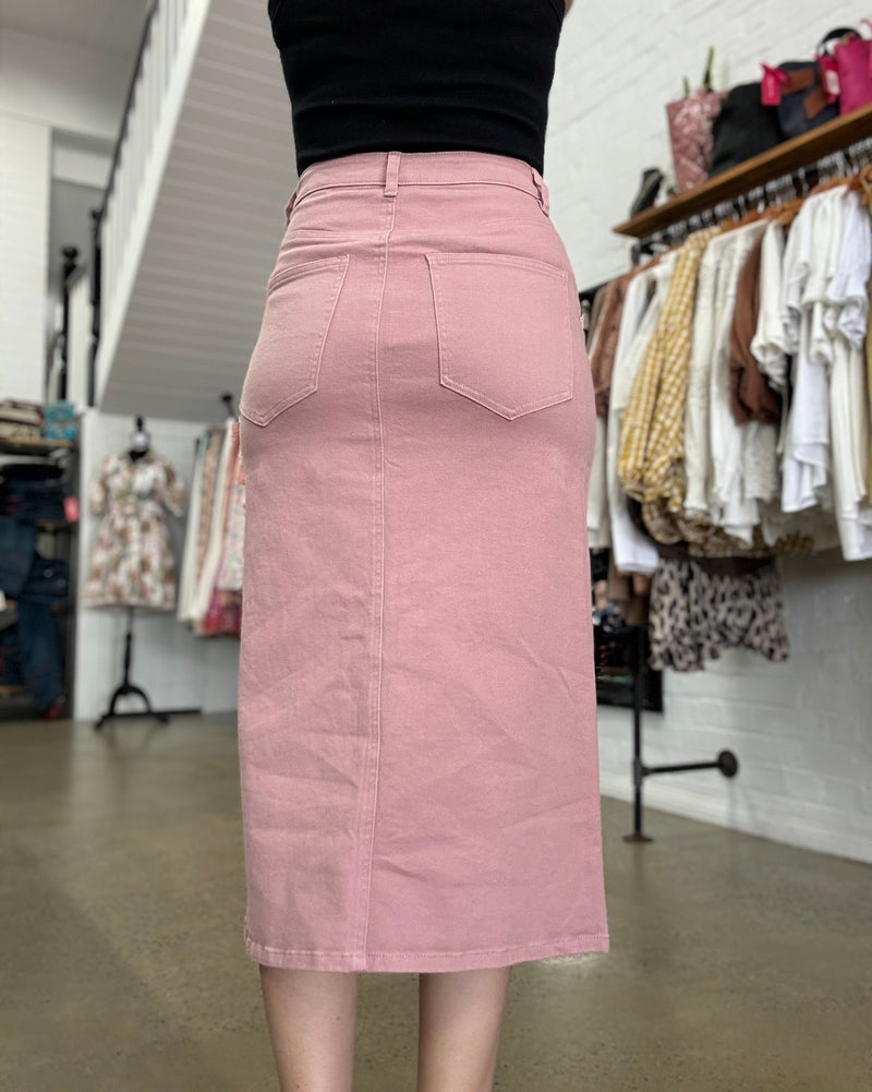 Taylor - Blush Denim Skirt