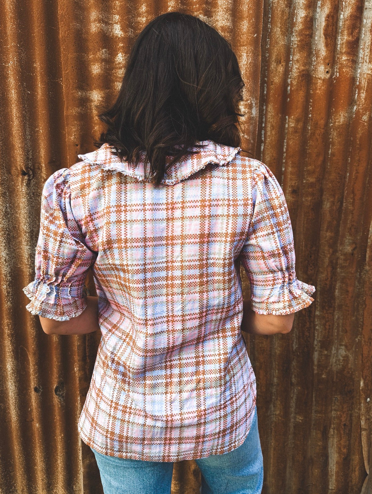 LJC Rosie Top - Static Plaid