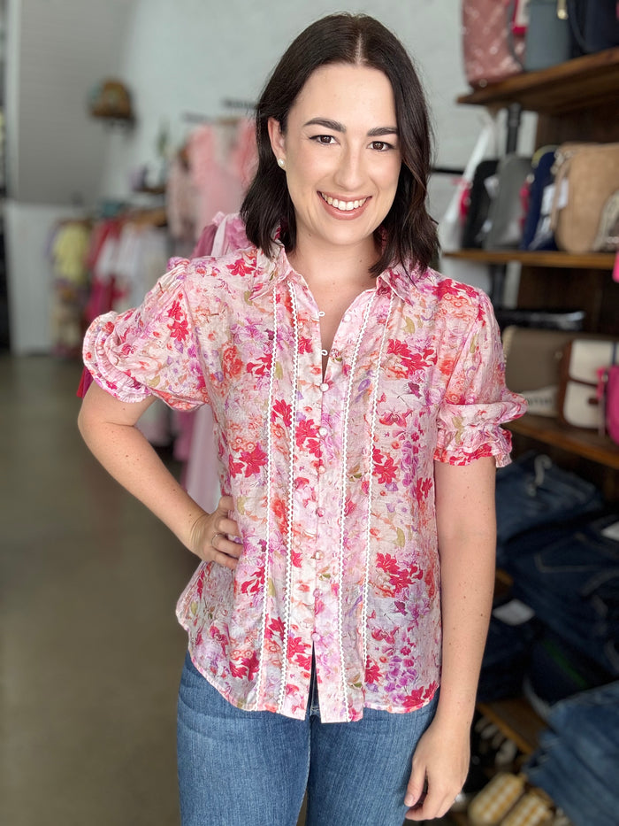 Talia Top - Pink Floral