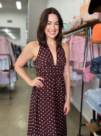 Betzie Maxi Dress - Berry Wine Polka Dot