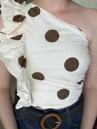 Lydia Top - Cream & Brown Spots