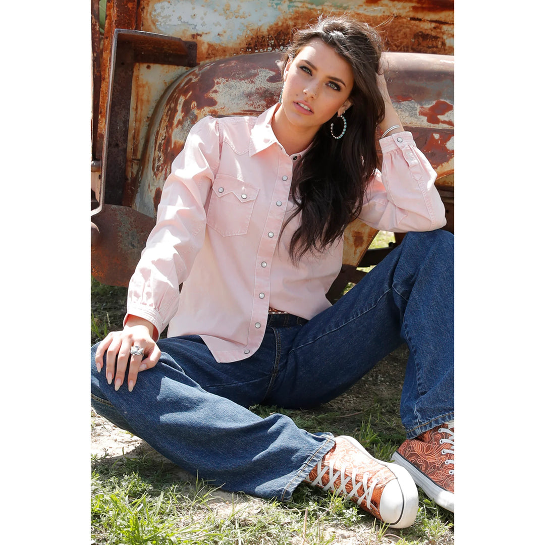 Cruel Girl Long Sleeved Shirt - Pink Pearl Snap (CTW7383010)