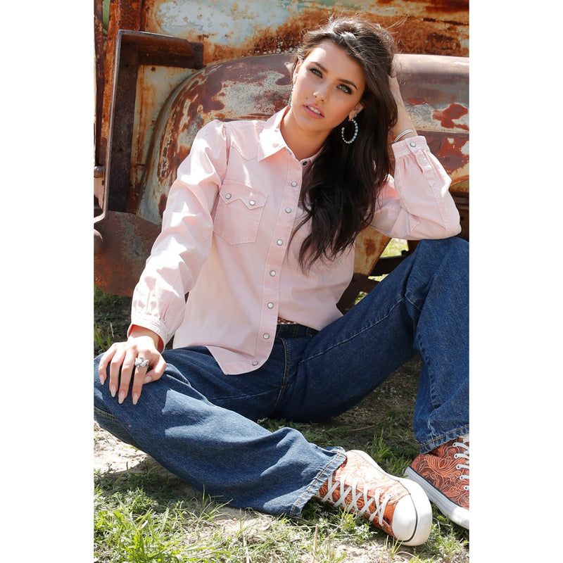Cruel Girl Long Sleeved Shirt - Pink Pearl Snap (CTW7383010)