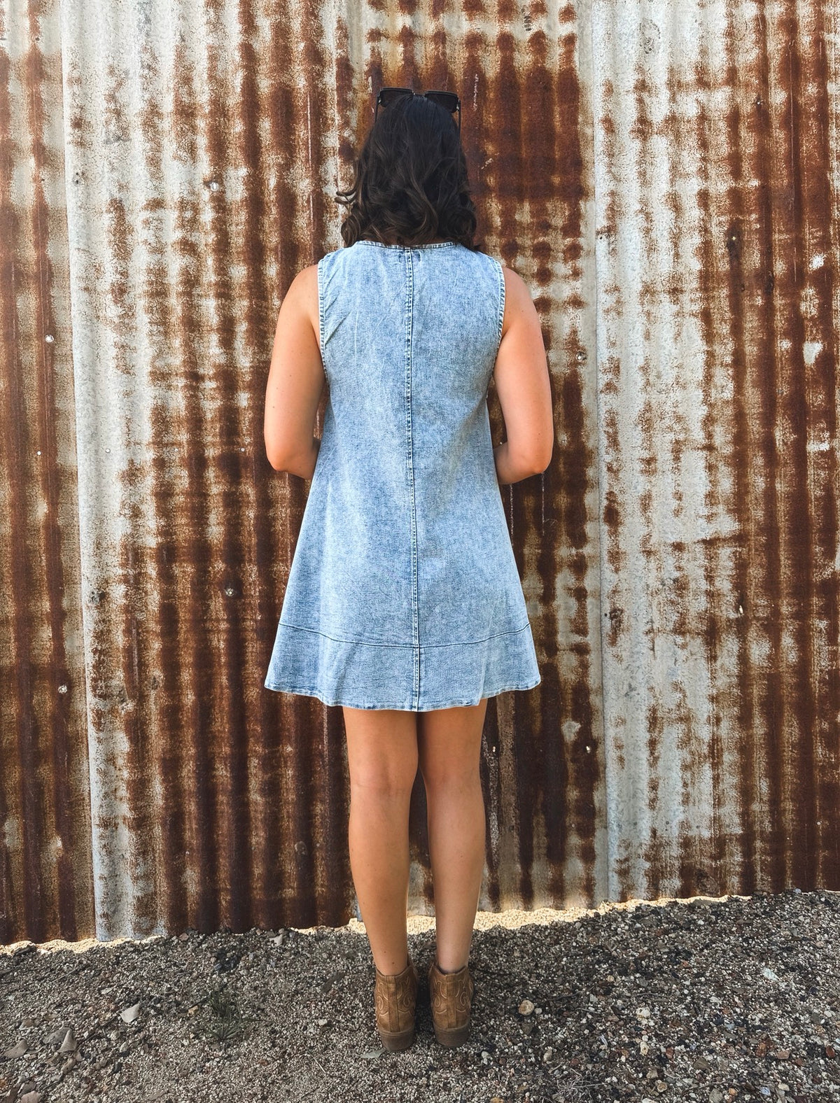 Dylan Mini Dress - Light Wash Denim