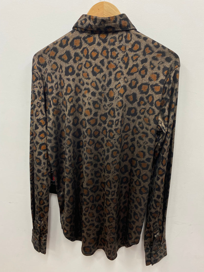 Cowgirl Tuff Pullover Arena Shirt - Soft Copper and Gold Metallic Leopard Shimmer