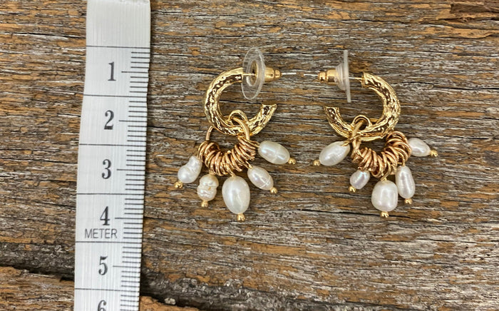 Earrings - Pearl Drop Hoop Earrings