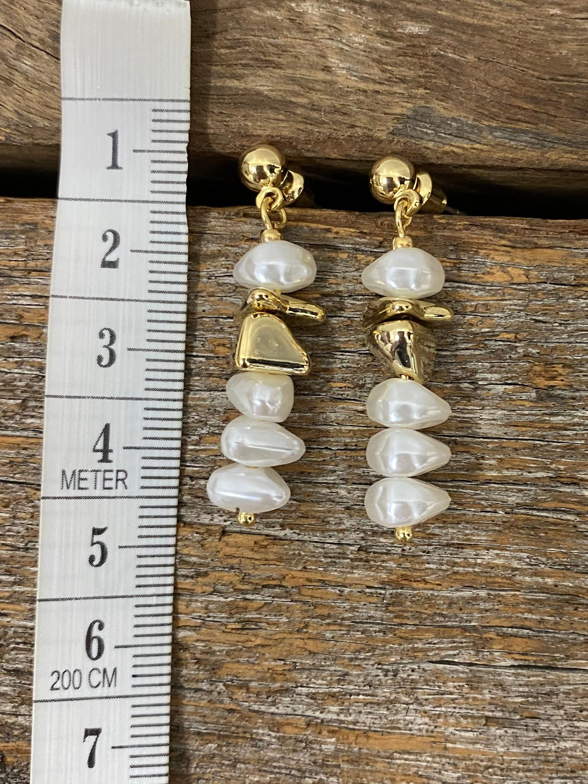 Earrings - Pearl Metal Bead Earrings
