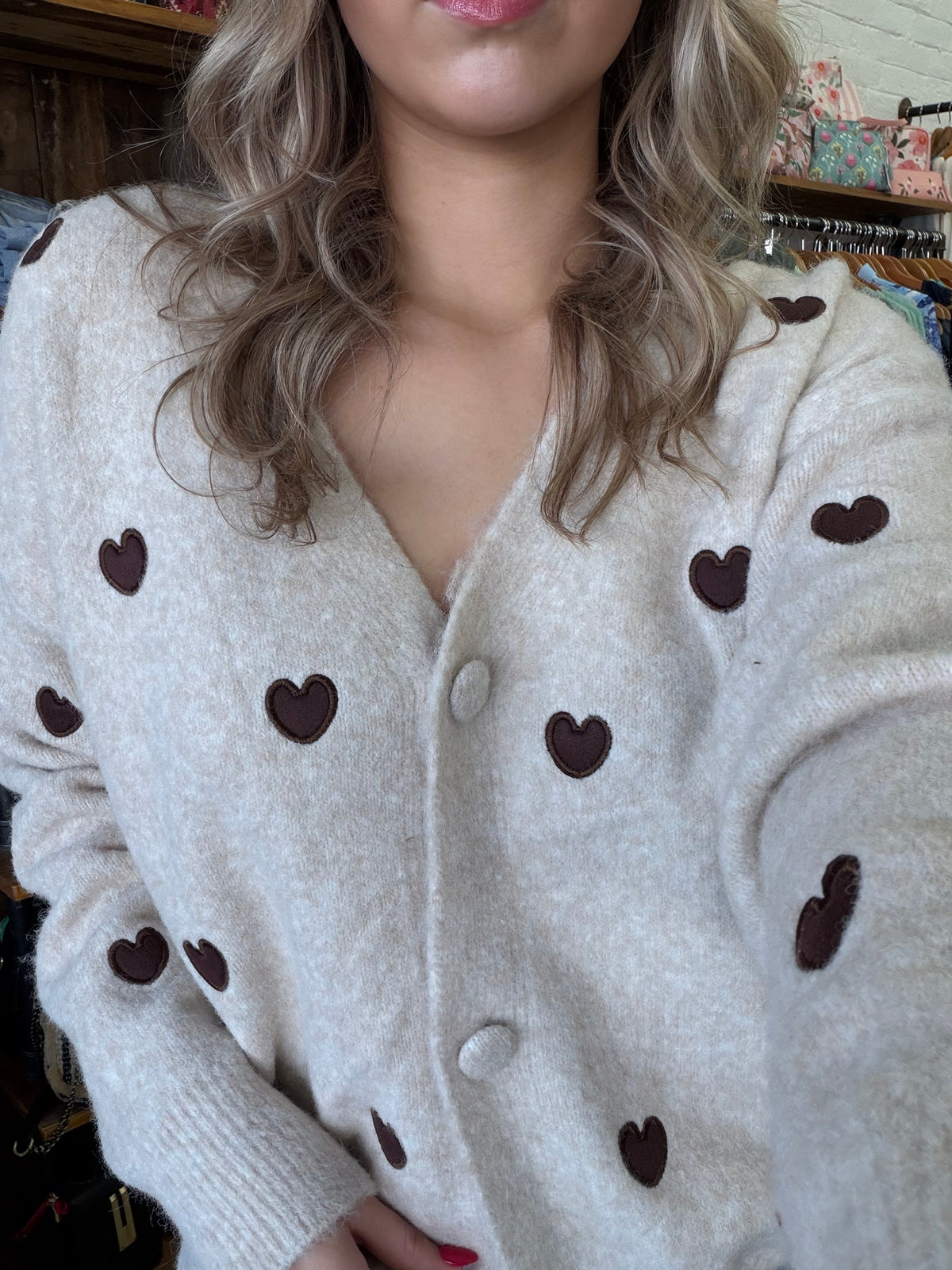 Gabriel Cardigan - Beige Hearts