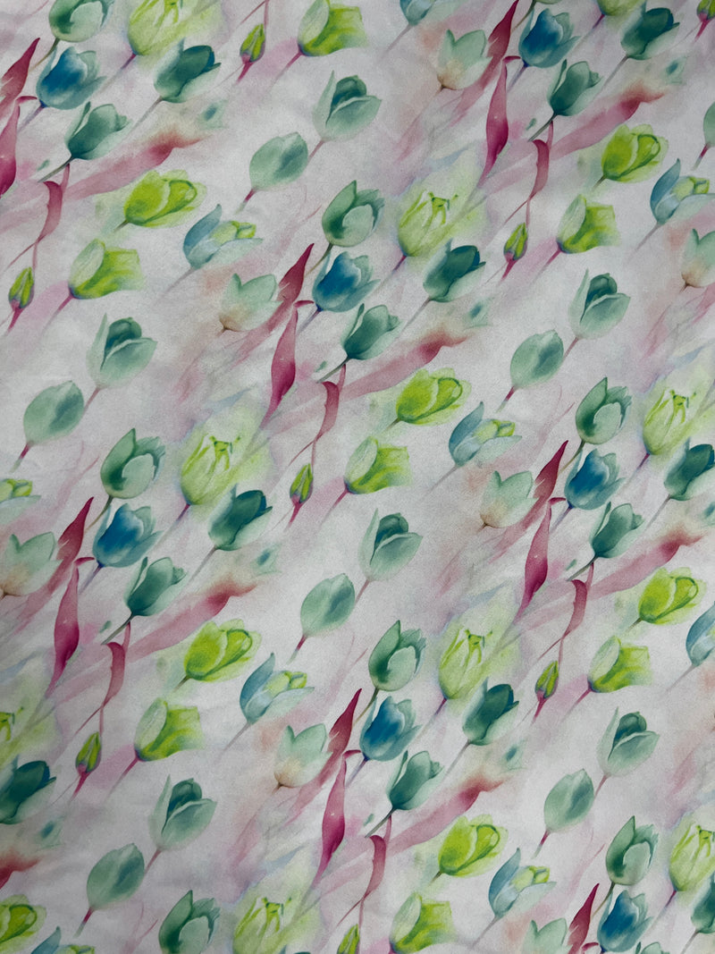 Western Wild Rag - Watercolour Tulips (Green)
