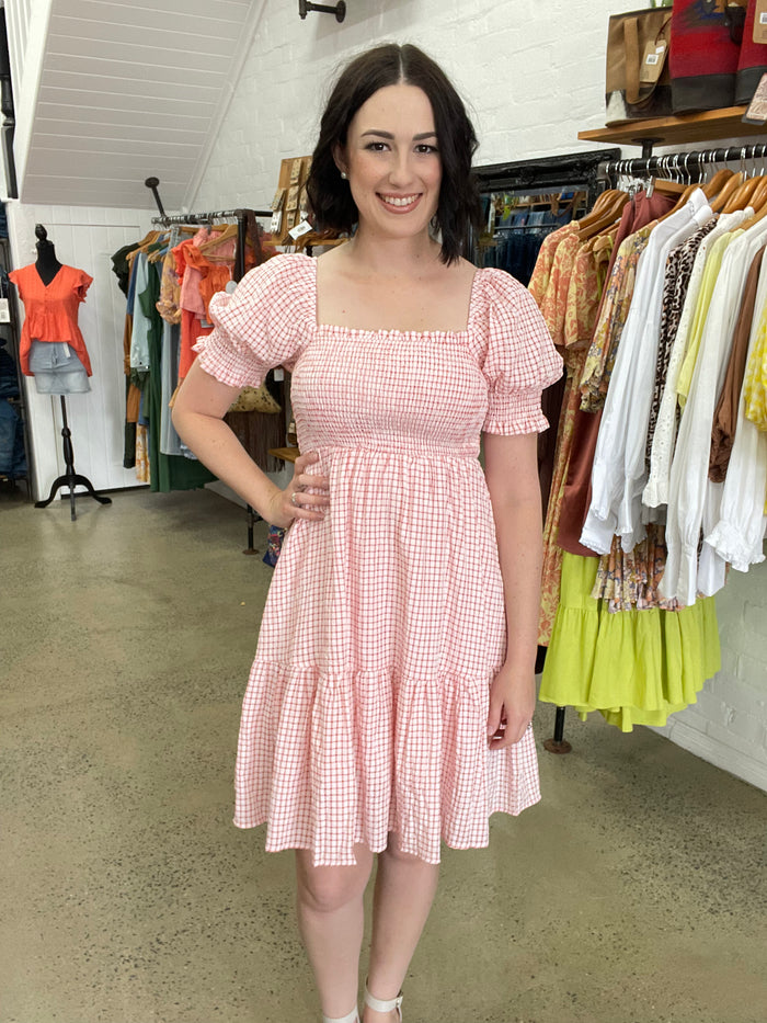 Jenna Dress - Pink & Red Gingham