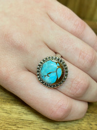 Taffy Adjustable Ring - Silver Turquoise