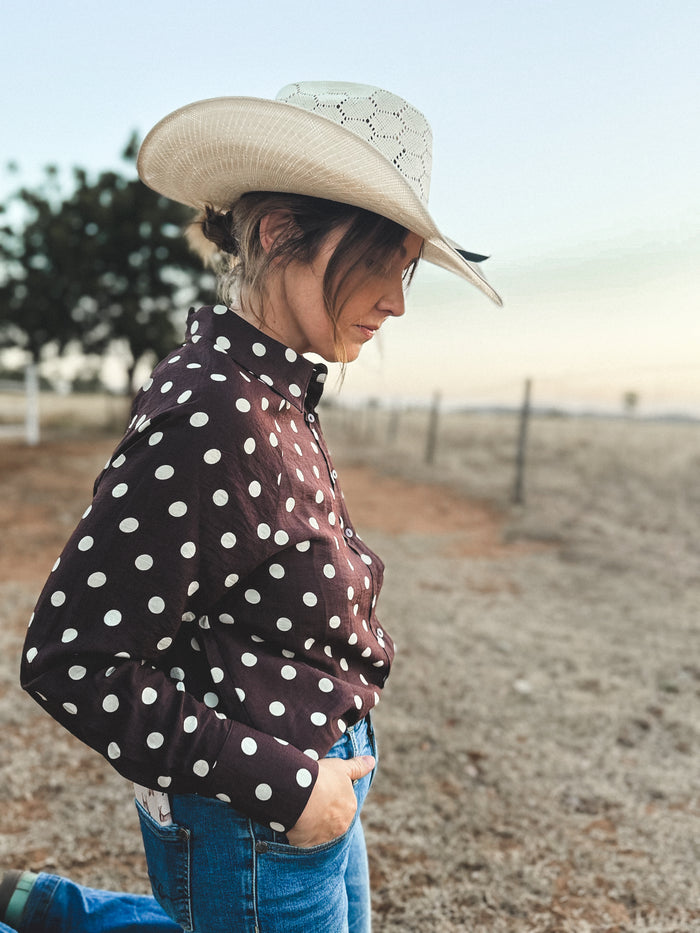 Mae Top - Chocolate Polka Dot