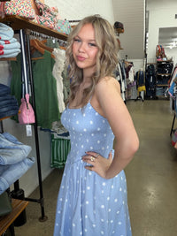 Demi Dress - Blue Polka Dot