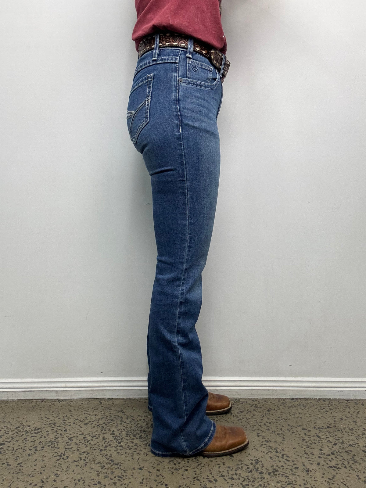 Rock & Roll Cowgirl Jeans - BW4RD09763 - Curve Embroidery Mid Rise Riding Fit