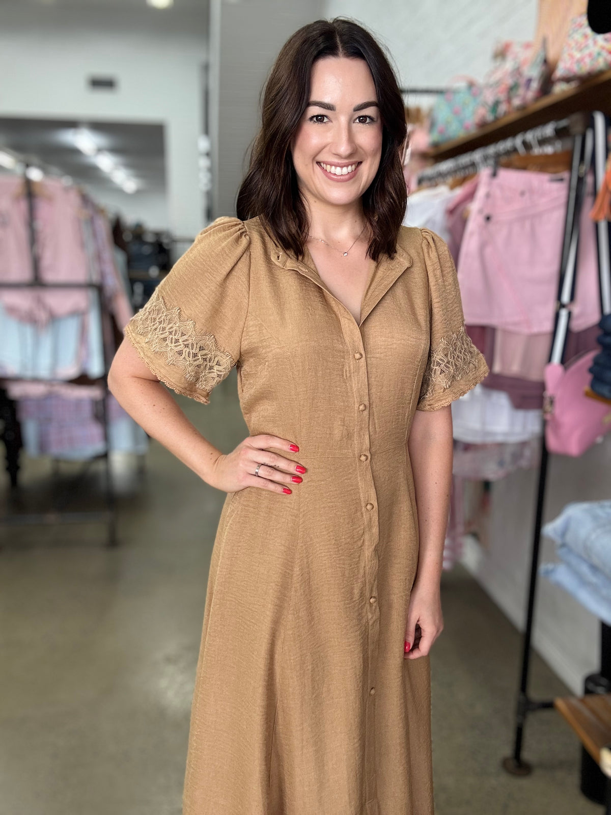 Ella Midi Dress - Tan