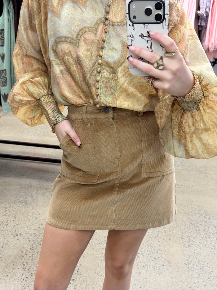 Bambi Cord Skirt - Tan