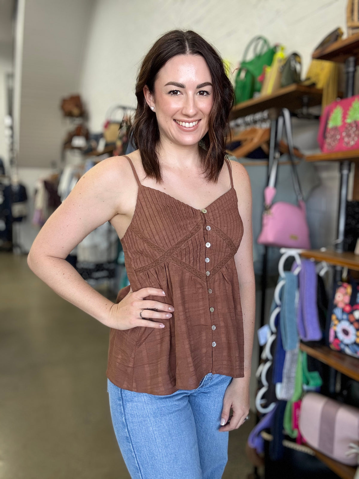 Saki Top - Brown