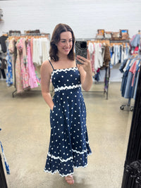 Sagey Maxi Dress - Navy Polka Dot