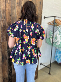 Tallulah Top - Navy Floral